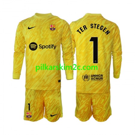 Koszulka FC Barcelona Ter Stegen 1 Bramkarskie Dziecięca Precz 2024/25 Koszulki Piłkarskie(L/S)